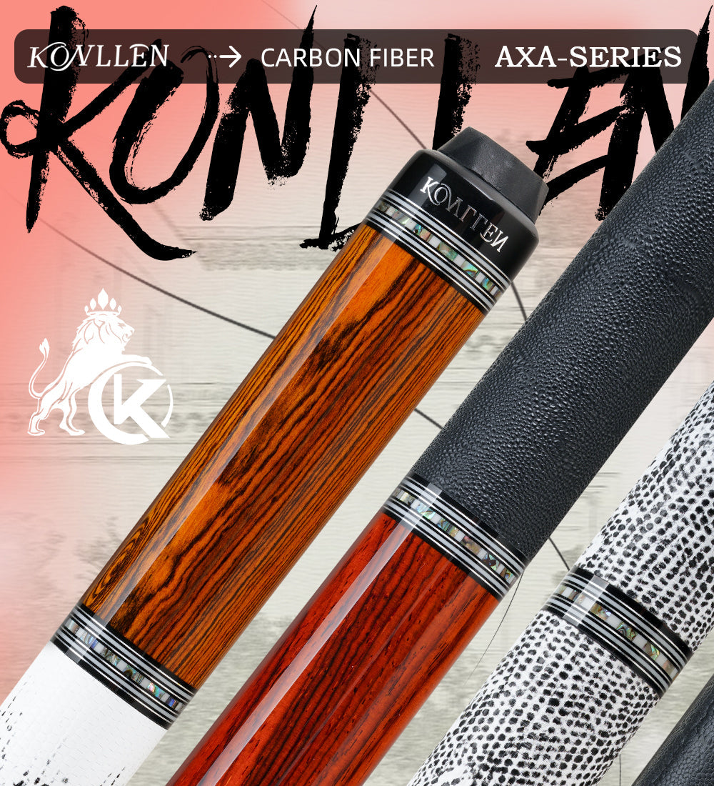 KONLLEN Carbon Fiber Pool Cue - AXA Series - Handmade Inlay Cues Stick Precision and Stability Professional Low Deflection Pool Stick