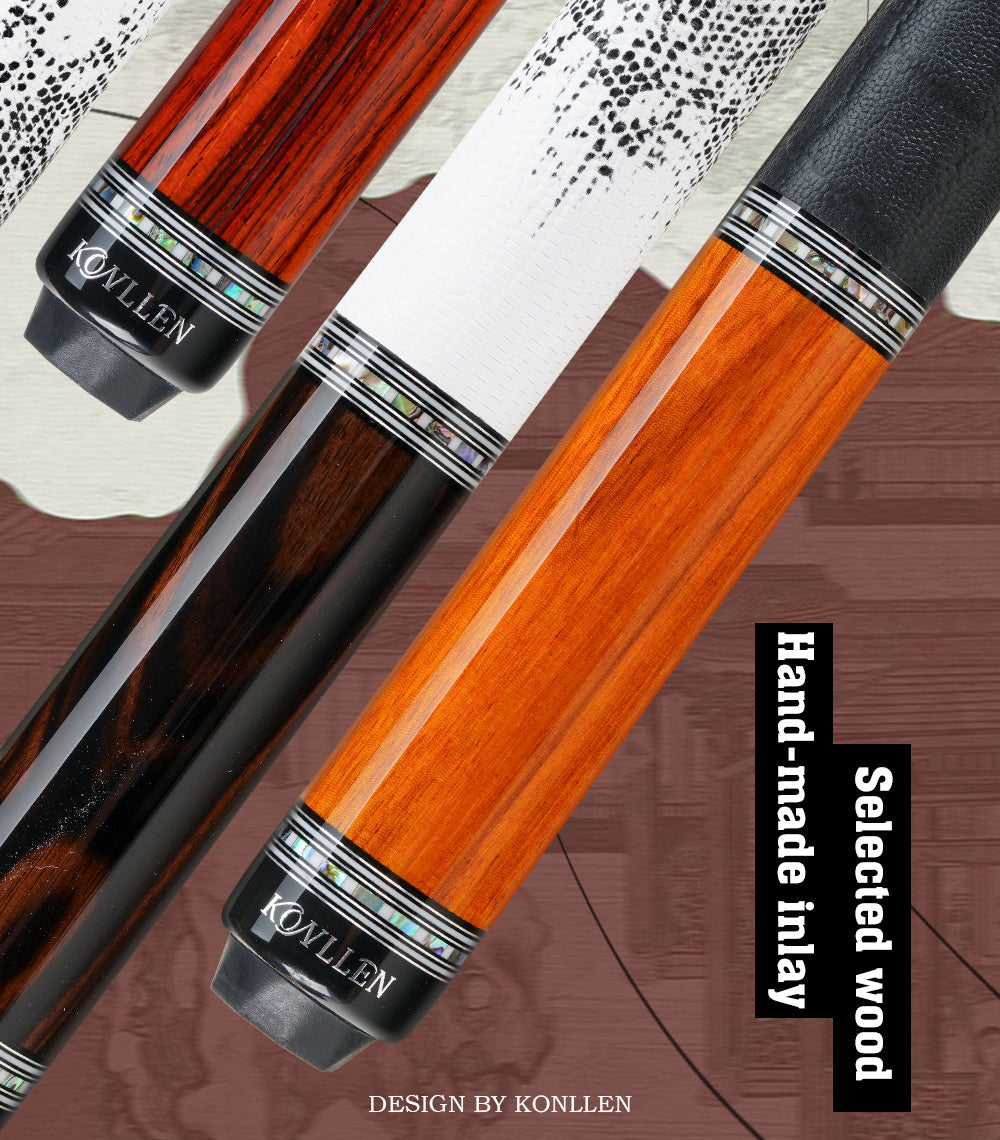KONLLEN Carbon Fiber Pool Cue - AXA Series - Handmade Inlay Cues Stick Precision and Stability Professional Low Deflection Pool Stick