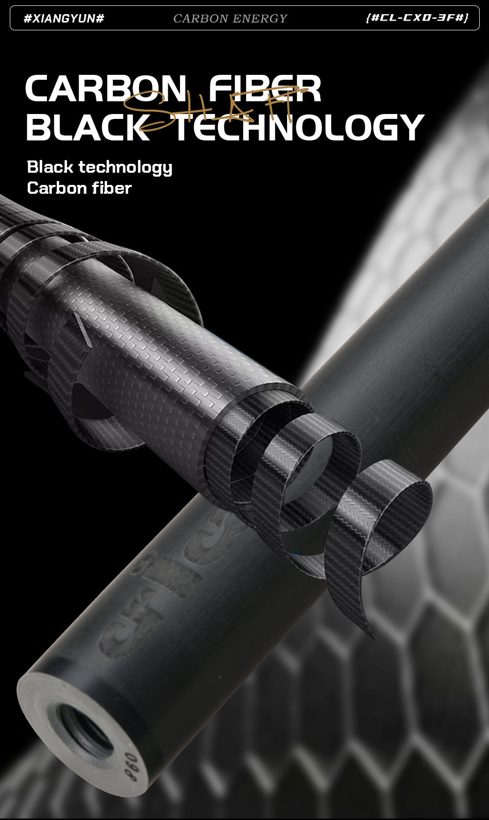 CRICAL XIANGYUN Carbon Fiber Pool Cue 12.5mm Tip 3/8*8 Radial Joint Carbon Cue Fiber Billiard Stick