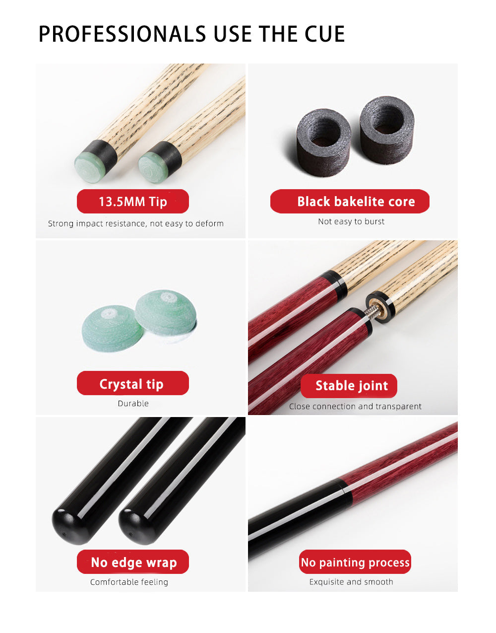 Break Punch Jump Cue Billiard Stick, 14 mm Tip, Professional Break Jump Cue for beginners