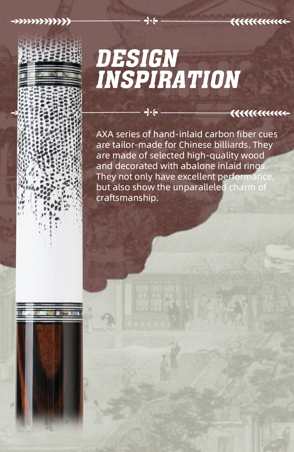 KONLLEN Carbon Fiber Pool Cue - AXA Series - Handmade Inlay Cues Stick Precision and Stability Professional Low Deflection Pool Stick