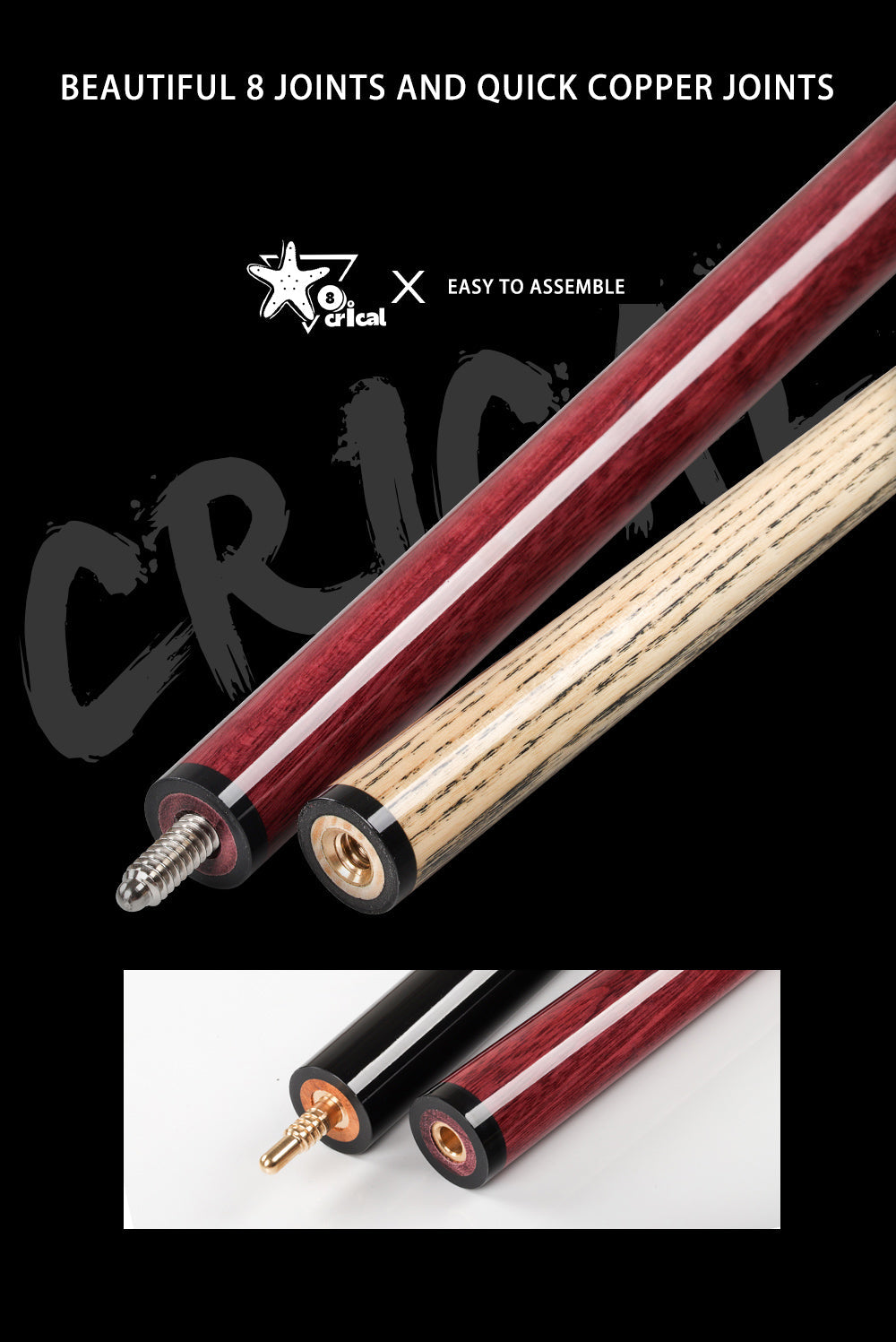 Break Punch Jump Cue Billiard Stick, 14 mm Tip, Professional Break Jump Cue for beginners