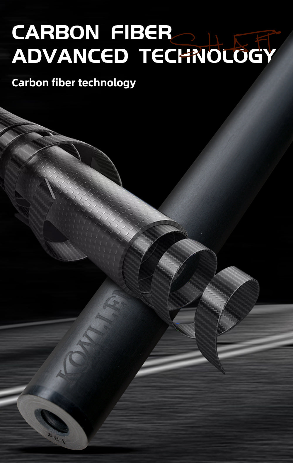 KONLLEN Carbon Fiber Pool Cue - AXA Series - Handmade Inlay Cues Stick Precision and Stability Professional Low Deflection Pool Stick