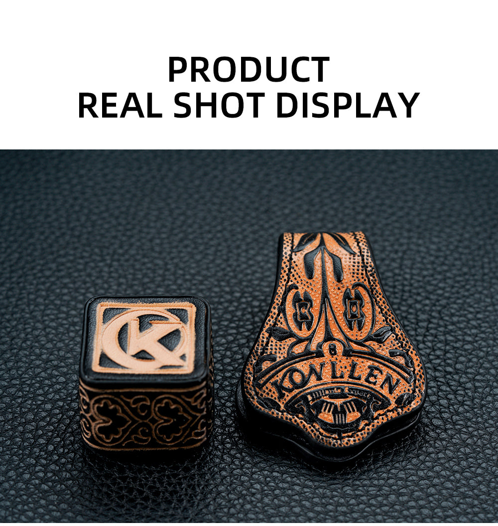 KONLLEN Billiard Chalk Holder with Square Leather Engraved Magnetic Support for Pool Cue Snooker Silent Billiard Accessories