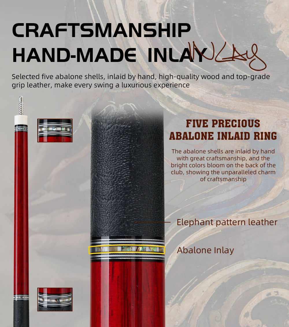 KONLLEN Carbon Fiber Pool Cue - AXA Series - Handmade Inlay Cues Stick Precision and Stability Professional Low Deflection Pool Stick