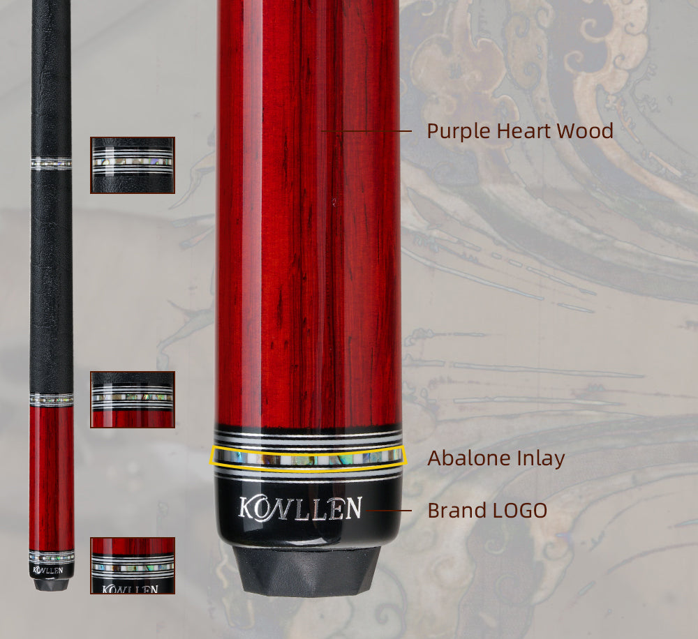 KONLLEN Carbon Fiber Pool Cue - AXA Series - Handmade Inlay Cues Stick Precision and Stability Professional Low Deflection Pool Stick