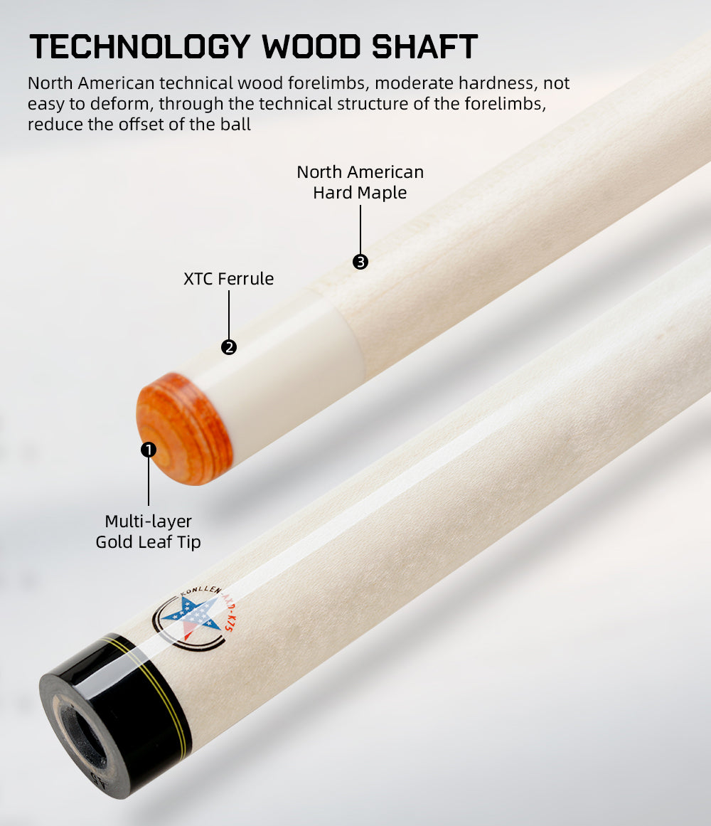 KONLLEN Carbon Fiber Pool Cue - AXA Series - Handmade Inlay Cues Stick Precision and Stability Professional Low Deflection Pool Stick