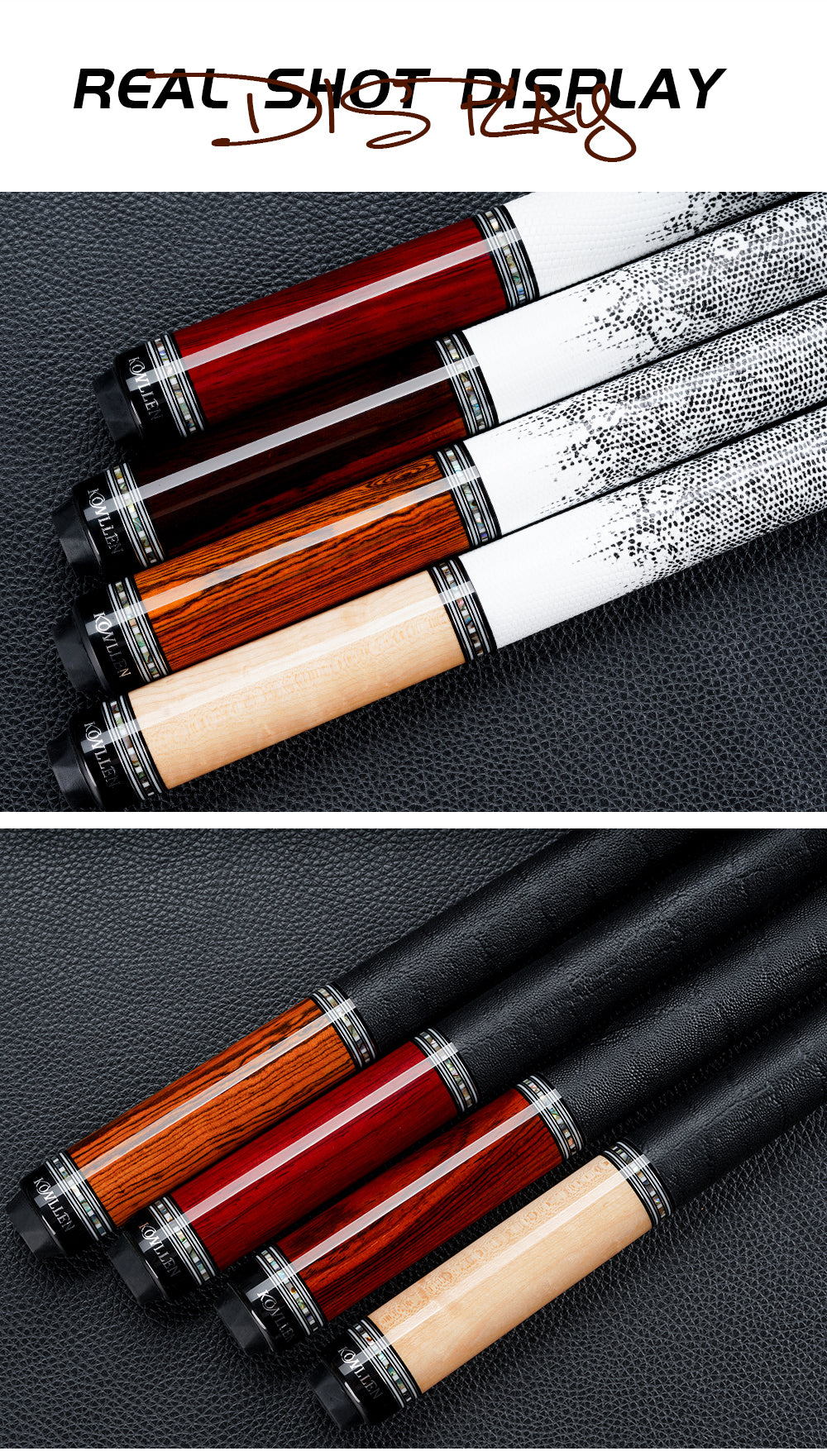 KONLLEN Carbon Fiber Pool Cue - AXA Series - Handmade Inlay Cues Stick Precision and Stability Professional Low Deflection Pool Stick