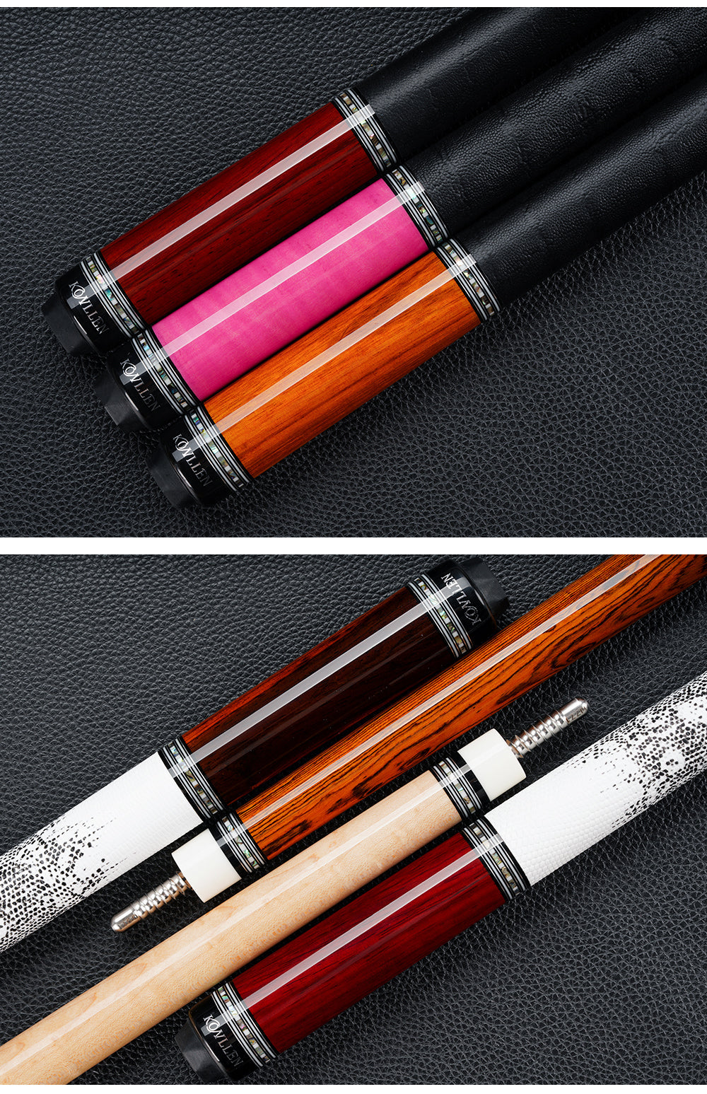 KONLLEN Carbon Fiber Pool Cue - AXA Series - Handmade Inlay Cues Stick Precision and Stability Professional Low Deflection Pool Stick