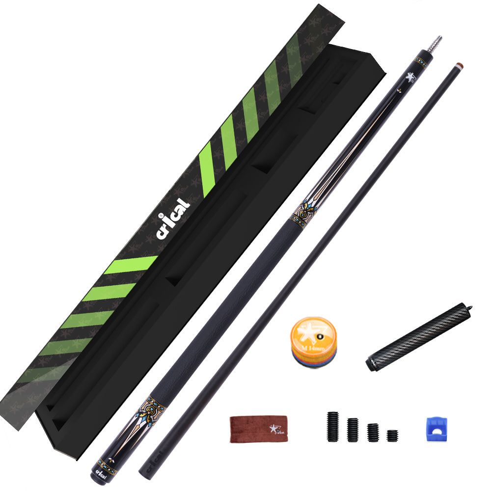 【Crical】CXD-3RF Carbon Fiber Pool Cue Stick with 12.5mm Tip leather grip Low Deflection shaft for Billiard Cue Sticks