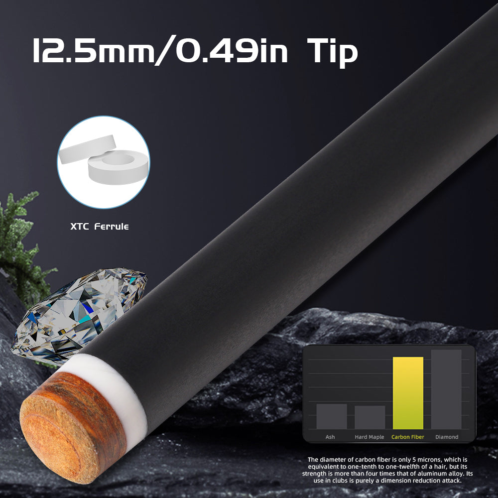 CRICAL carbon fiber cue leather grip 12.5mm Tip Billiard Cue Stick 3/8*8 pin Joint low deflection pool cue Stick