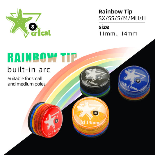 CRICAL Rainbow Tip 5pcs Billiards Tips SX/SS/S/M/MH/H 11mm/14mm