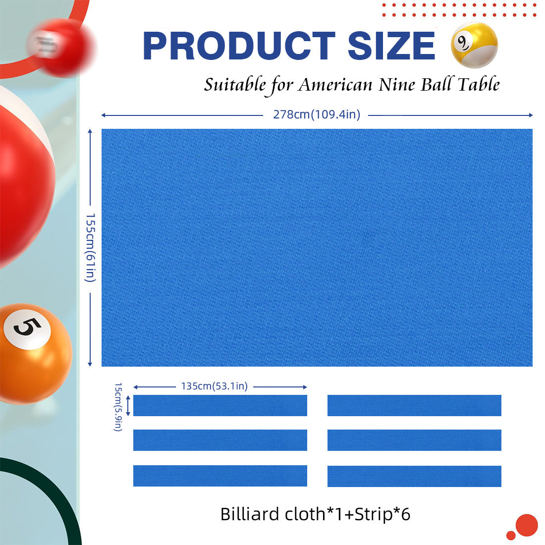 Pool Table Cloth Set 9 ft