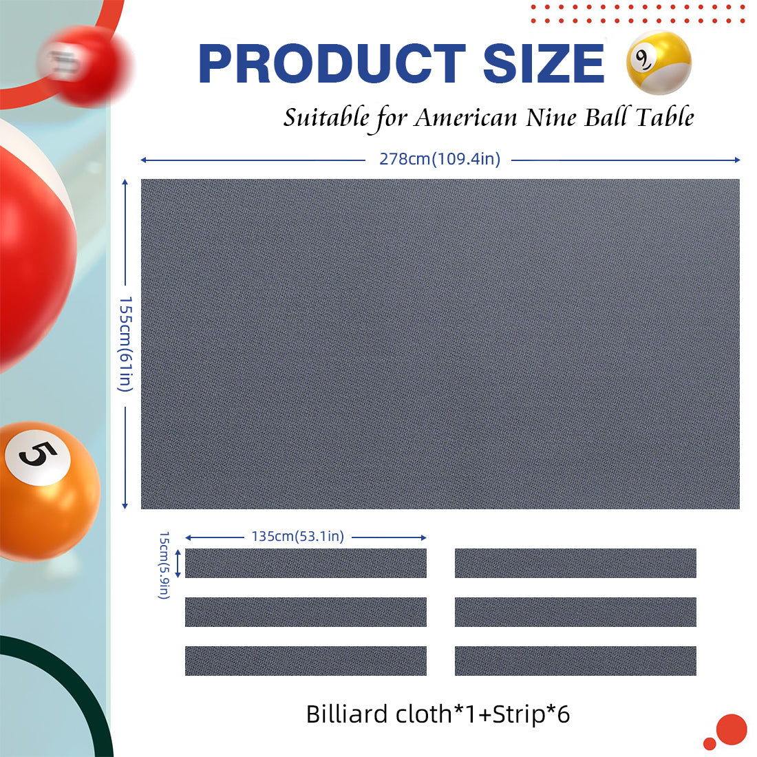 Pool Table Cloth Set 9 ft