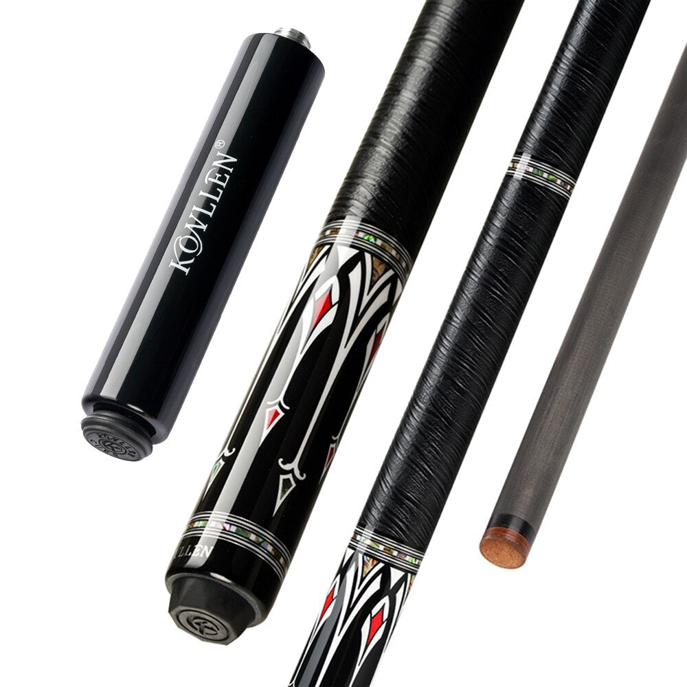 KONLLEN AS Carbon Fiber Inlay Pool Cue Stick 10.5/11.5/12.5mm Leather Wrap/Wrapless Black Technology Low Deflection Billiard