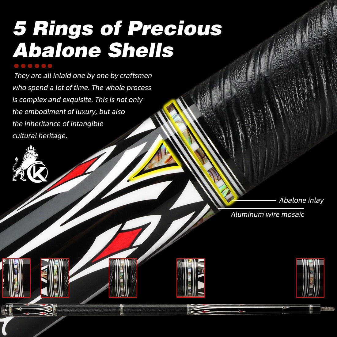 KONLLEN AS Carbon Fiber Inlay Pool Cue Stick 10.5/11.5/12.5mm Leather Wrap/Wrapless Black Technology Low Deflection Billiard