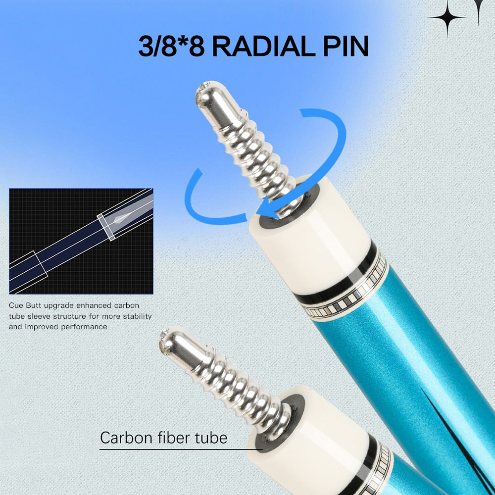 KONLLEN Carbon Fiber Pool Cue Stick 11.5/12.5mm 3/8 *8 Radial Pin Joint 1/2 Play Cue Stick Tecnologia Professional Billiard Cue