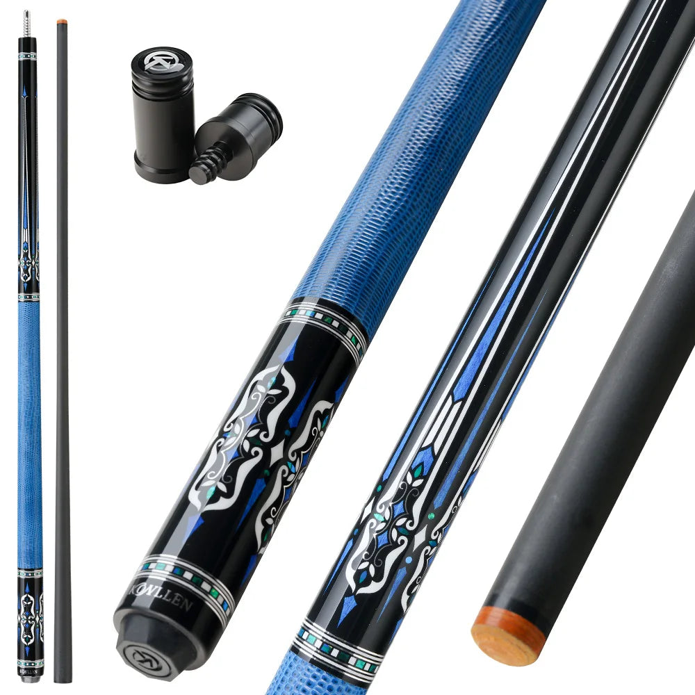 KONLLEN KL-AMG Billiards Carbon Fiber Pool Cue 12.5mm 3/8*8 Radial Pin Joint 1/2 Spilt Stick Carbon Cue Pool Stick Leather Grip