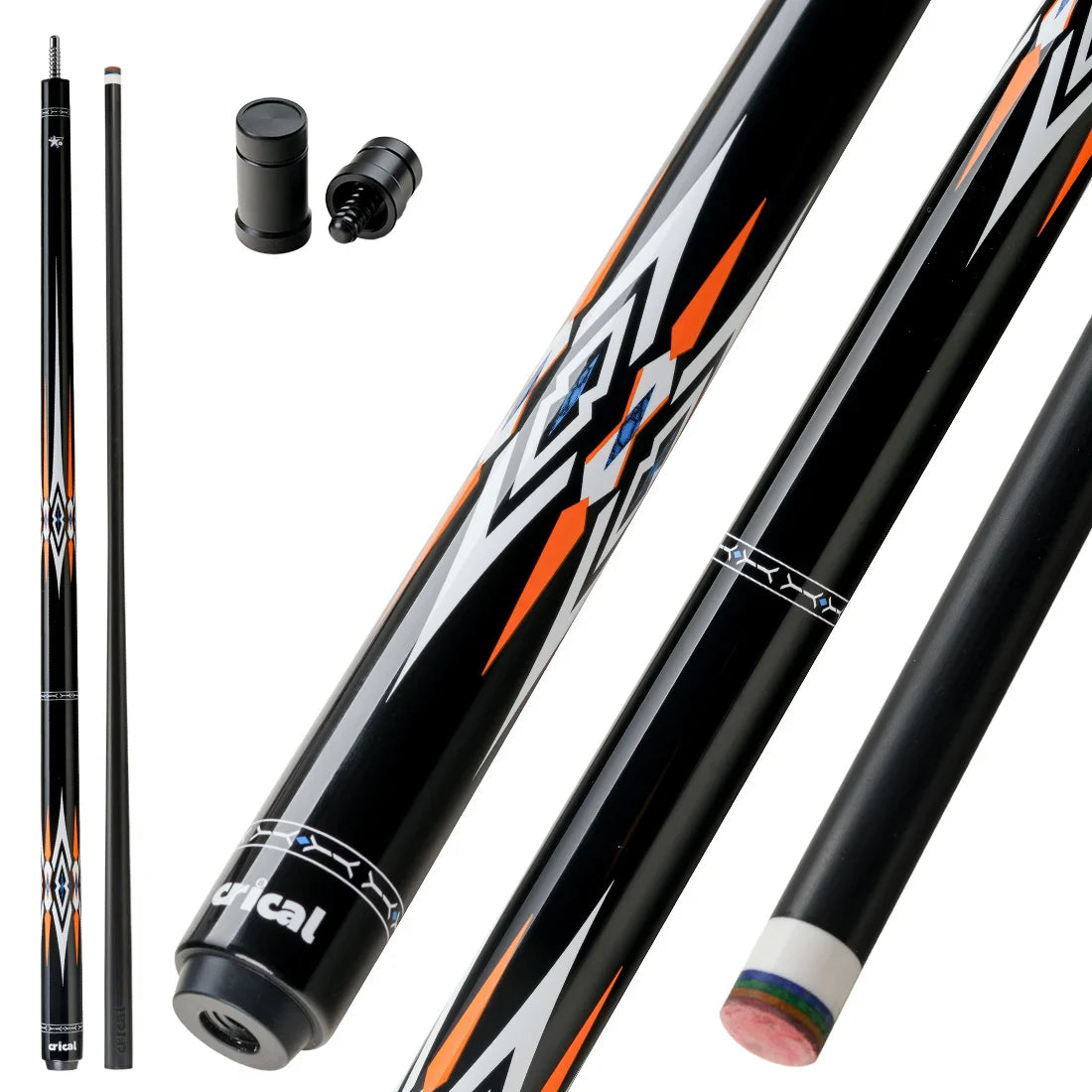 CRICAL CL-PRO Carbon Fiber Pool Cue Stick Black Technology Low Deflection 12.4mm Tip 3 * 8/8 Joint Pin Professional 1/2 Billiard
