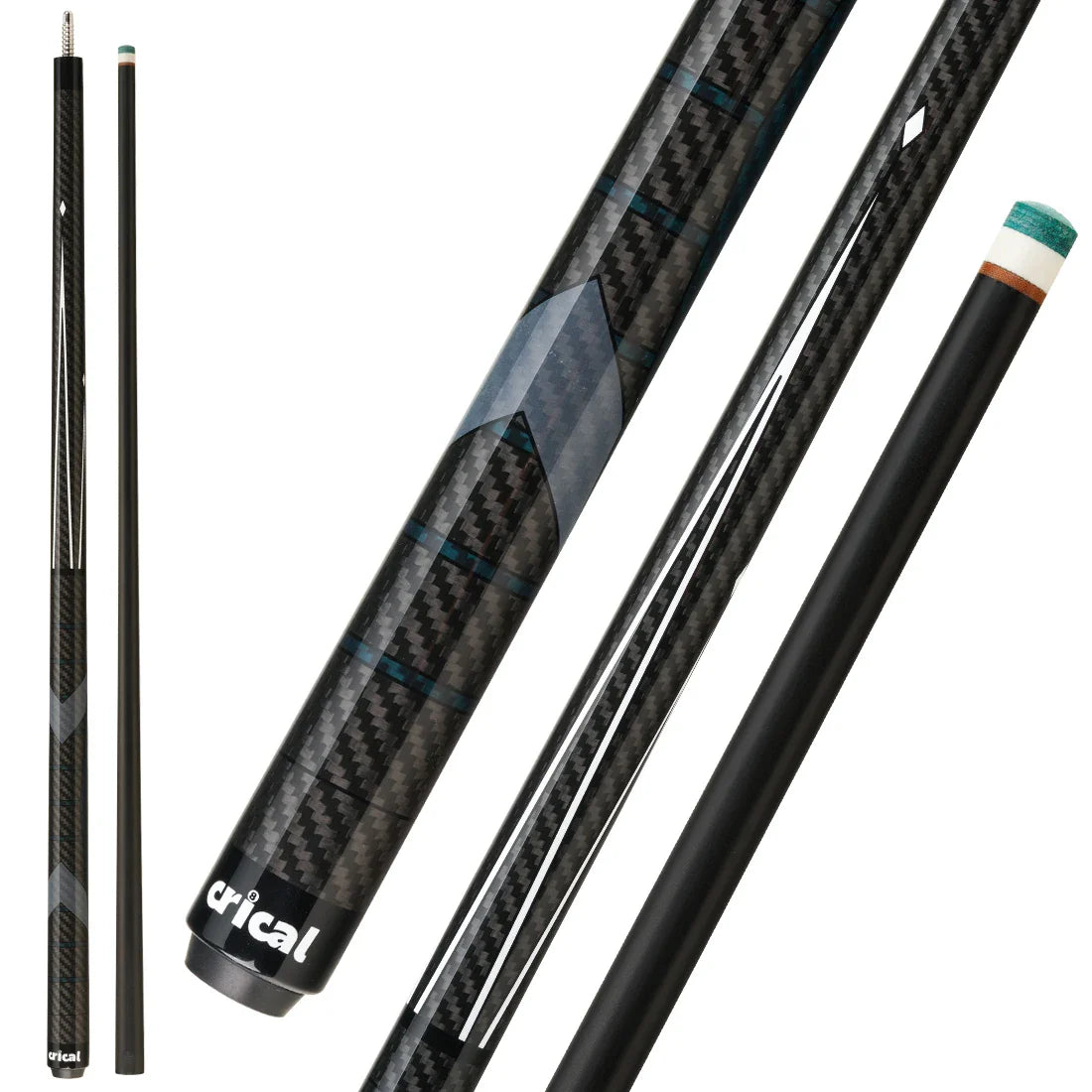 CRICAL CL-PRO Carbon Fiber Pool Cue Stick Black Technology Low Deflection 12.4mm Tip 3 * 8/8 Joint Pin Professional 1/2 Billiard