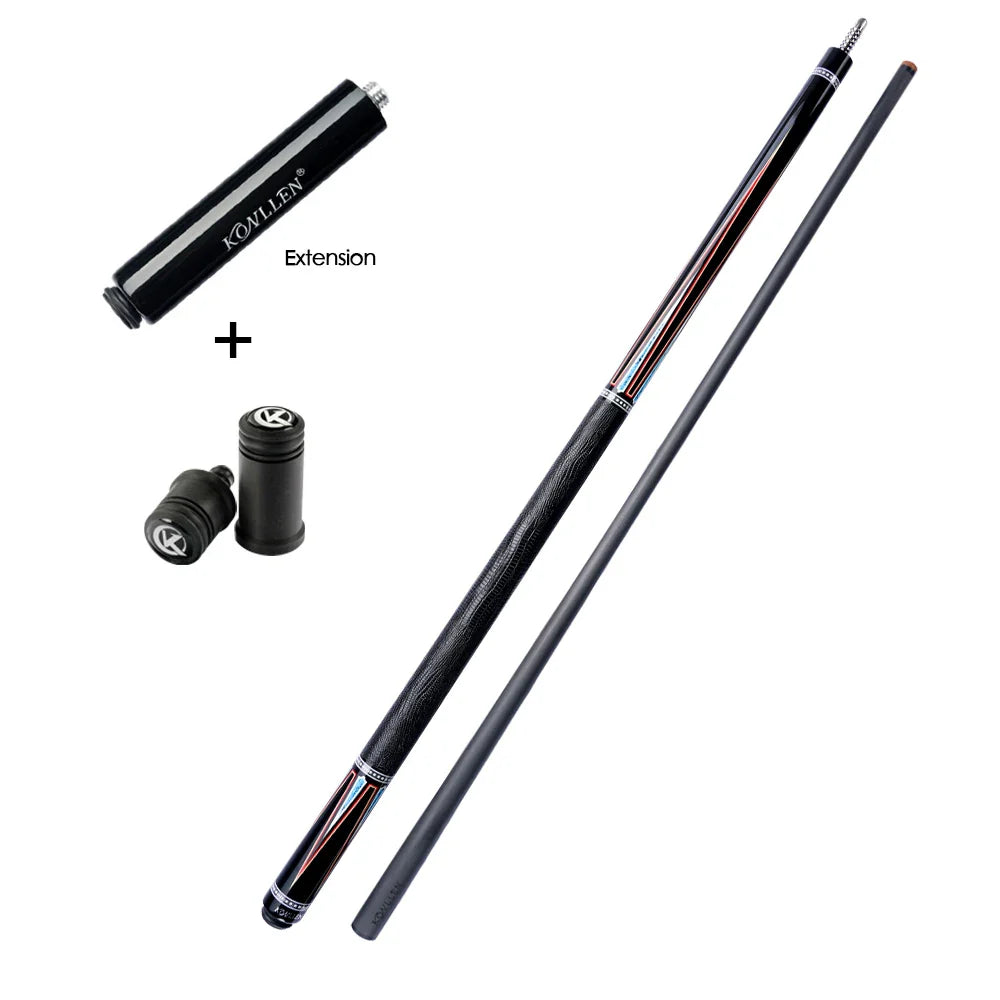 KONLLEN KL-08F Carbon Fiber Pool Stick with 12.5mm Tip 8*8/8 Joint Pin Low Deflection Professional Feeling for Billiard Cue