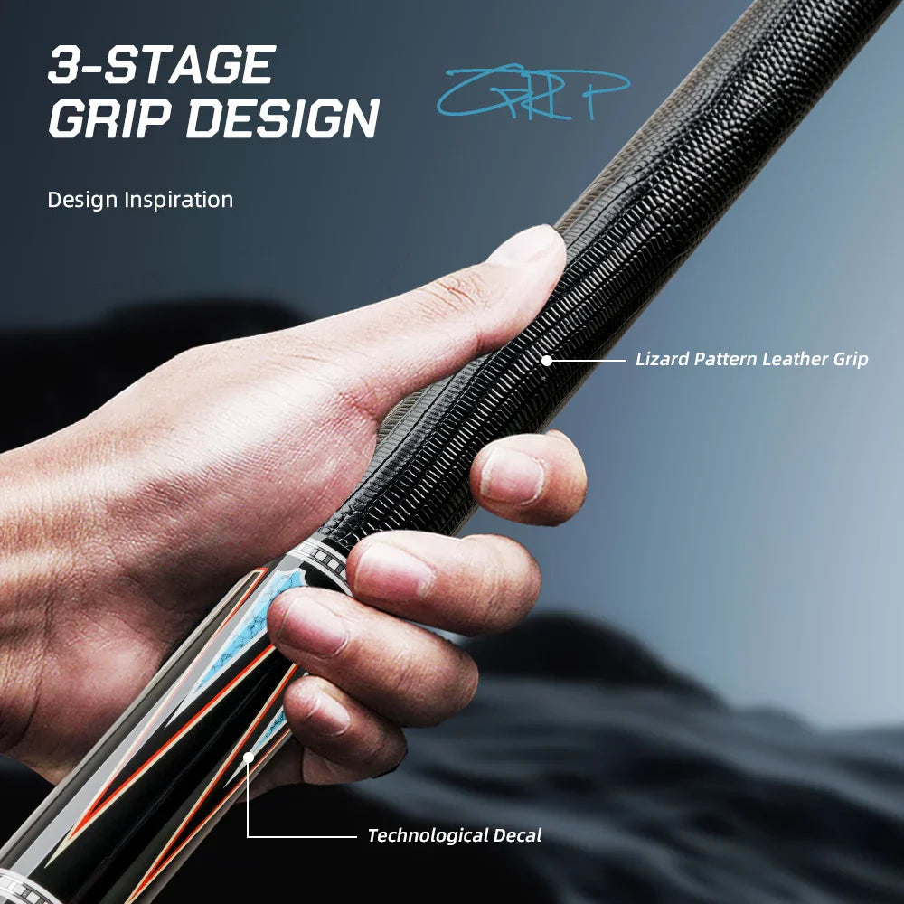 KONLLEN KL-08F Carbon Fiber Pool Stick with 12.5mm Tip 8*8/8 Joint Pin Low Deflection Professional Feeling for Billiard Cue