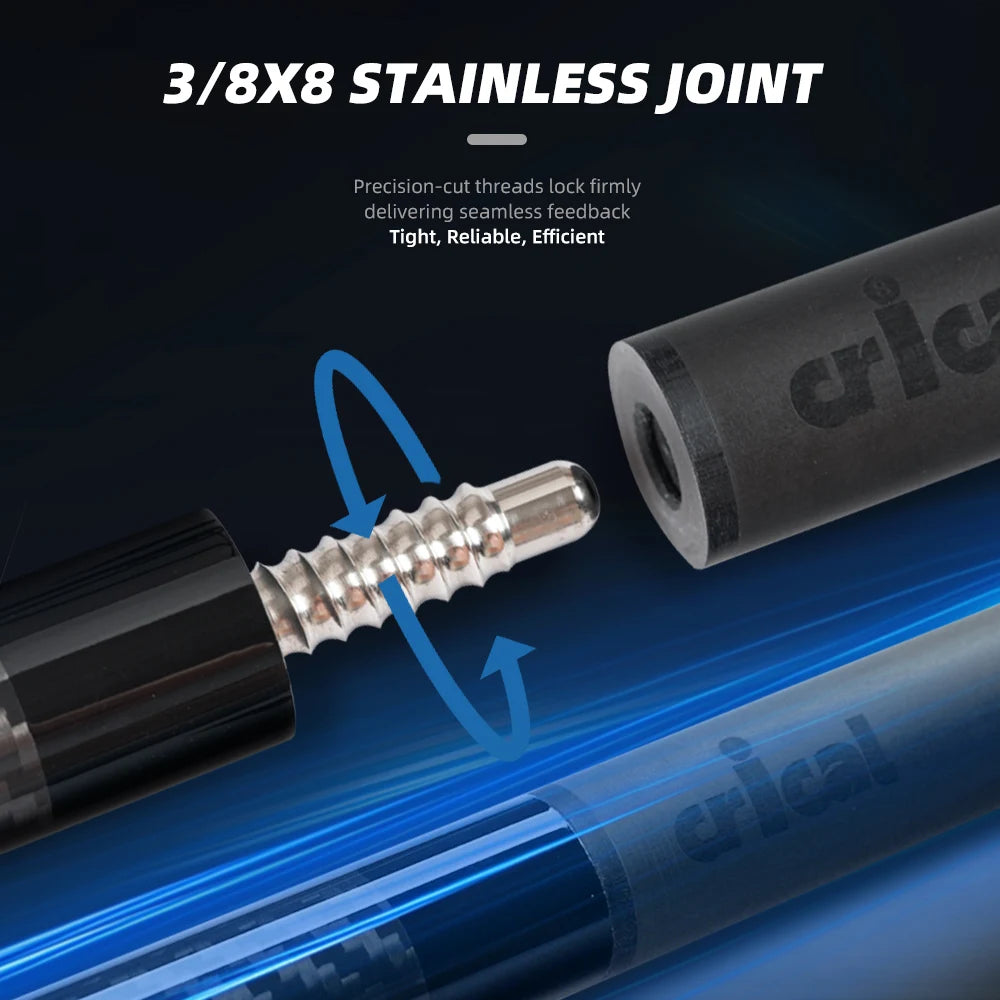 Crical 3 Cushion Billiard Cue Stick with Carbon Fiber Professional Carom Taper 12mm Tip 142 cm Libre Cue for Carom Cue