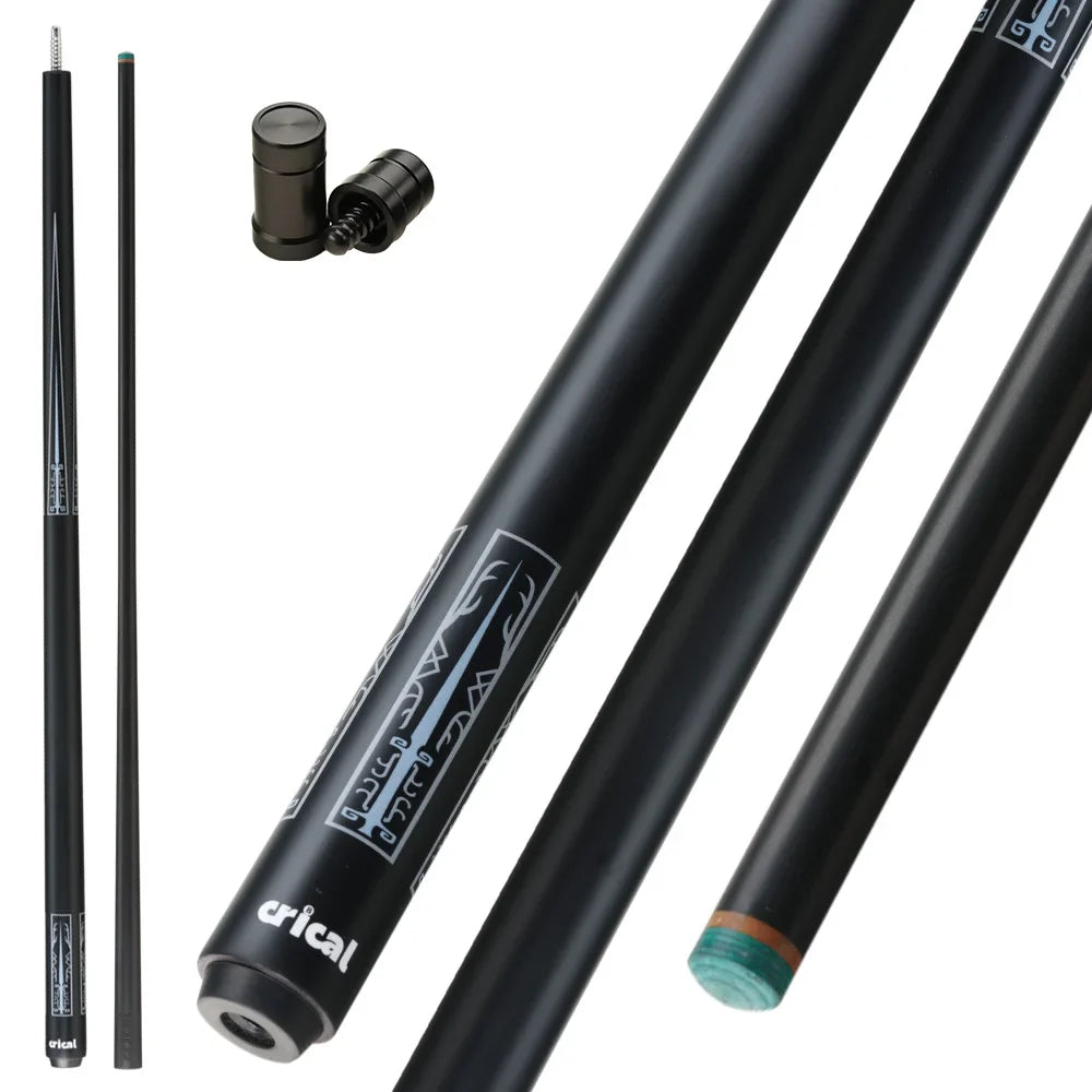 CRICAL CL-PRO Carbon Fiber Pool Cue Stick Black Technology Low Deflection 12.4mm Tip 3 * 8/8 Joint Pin Professional 1/2 Billiard