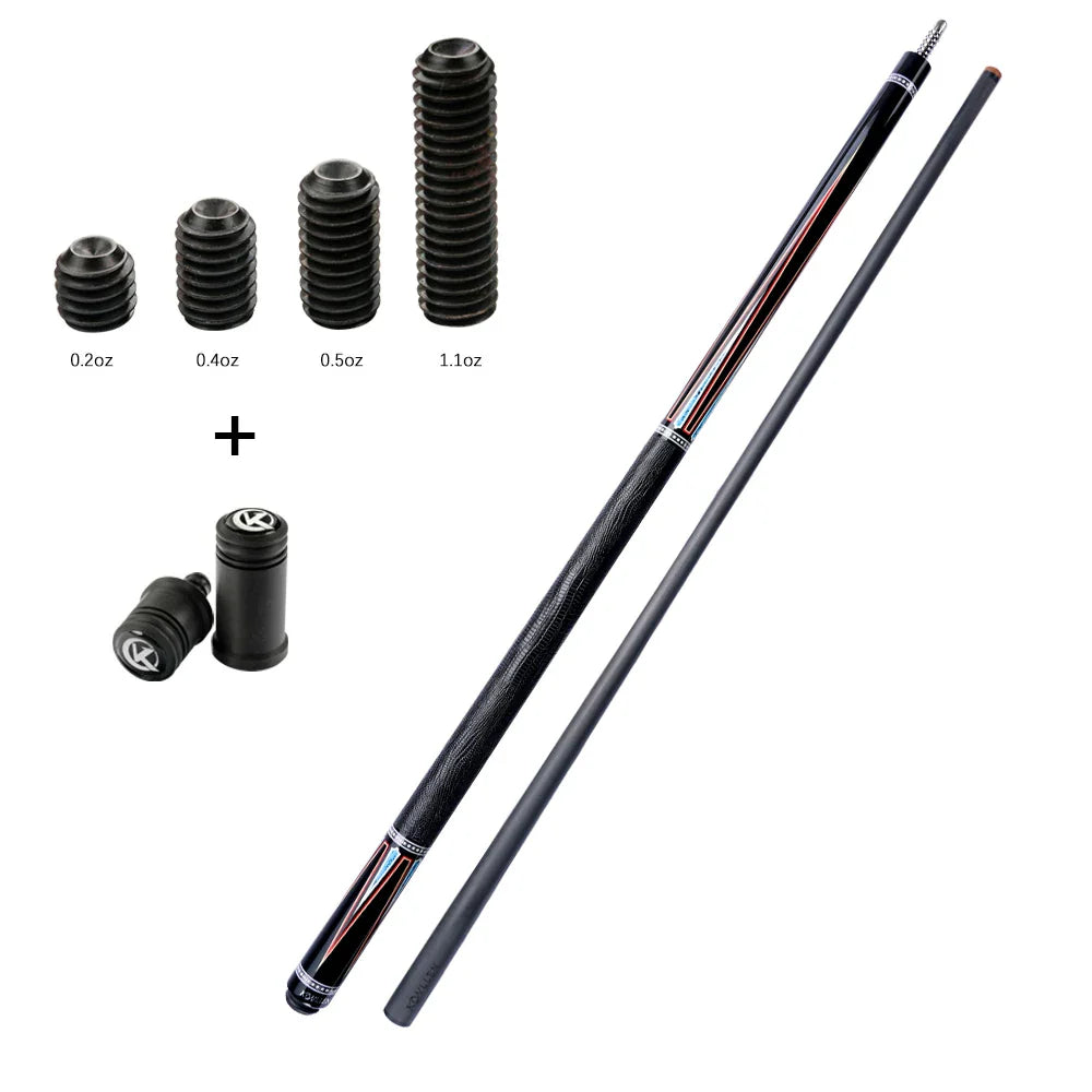 KONLLEN KL-08F Carbon Fiber Pool Stick with 12.5mm Tip 8*8/8 Joint Pin Low Deflection Professional Feeling for Billiard Cue