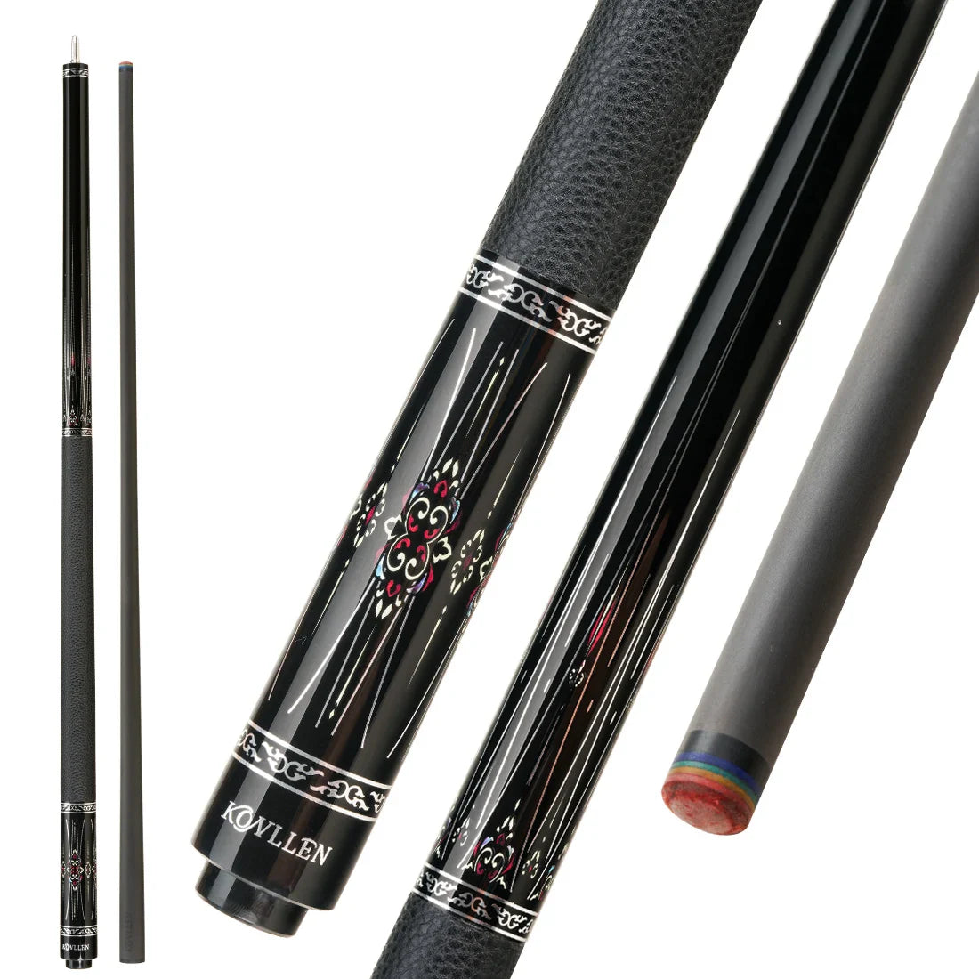 KONLLEN Billiard KL-3K Carbon Fiber Pool Cue Stick 12.2mm Tip 3*8/8 Uniloc Joint Pin Professional Low Deflection Stick Kit