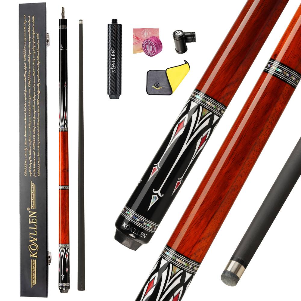 KONLLEN AS Carbon Fiber Inlay Pool Cue Stick 10.5/11.5/12.5mm Leather Wrap/Wrapless Black Technology Low Deflection Billiard
