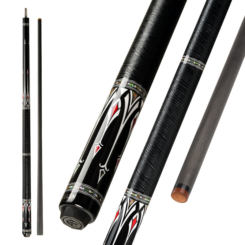 KONLLEN AS Carbon Fiber Inlay Pool Cue Stick 10.5/11.5/12.5mm Leather Wrap/Wrapless Black Technology Low Deflection Billiard