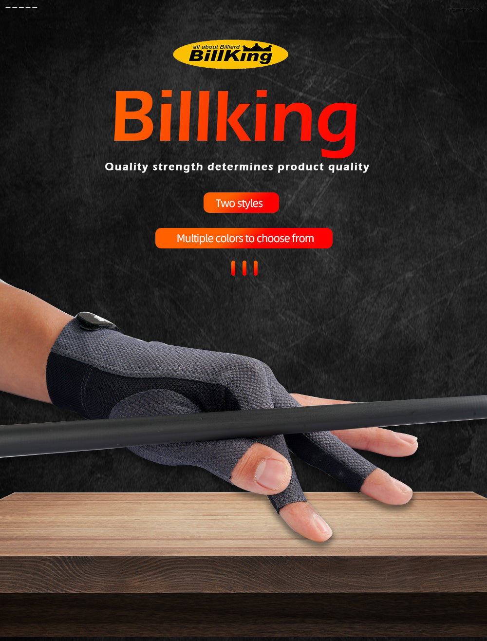 Billking Billiards Pool Cue Gloves 3 Fingers Left Mesh Carom Cue Gloves Professional Pool Stick Glove