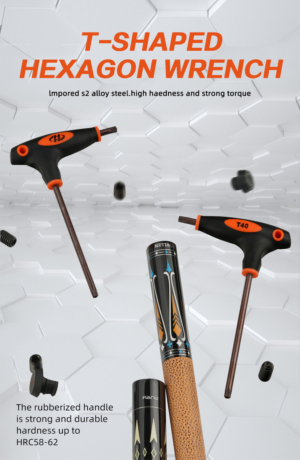 Billiards T-shaped Hexagon Wrench Socket Billiard Cue Weight Cartridge Wrench Pool Cue Weight Bolt Assembly Tools For KONLLEN