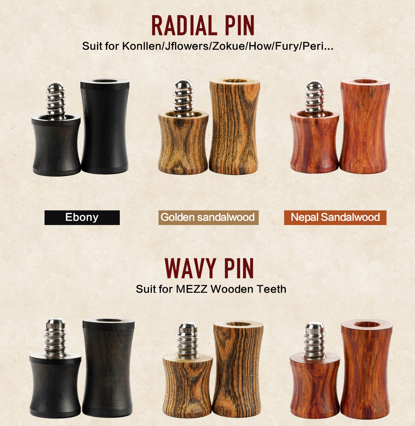 Billiards Joint Protector Radial Pin 5/16*14 3/8*11 3/8*10 Wavy Pin Uni-Loc Joint Caps Solid Ebony Rosewood