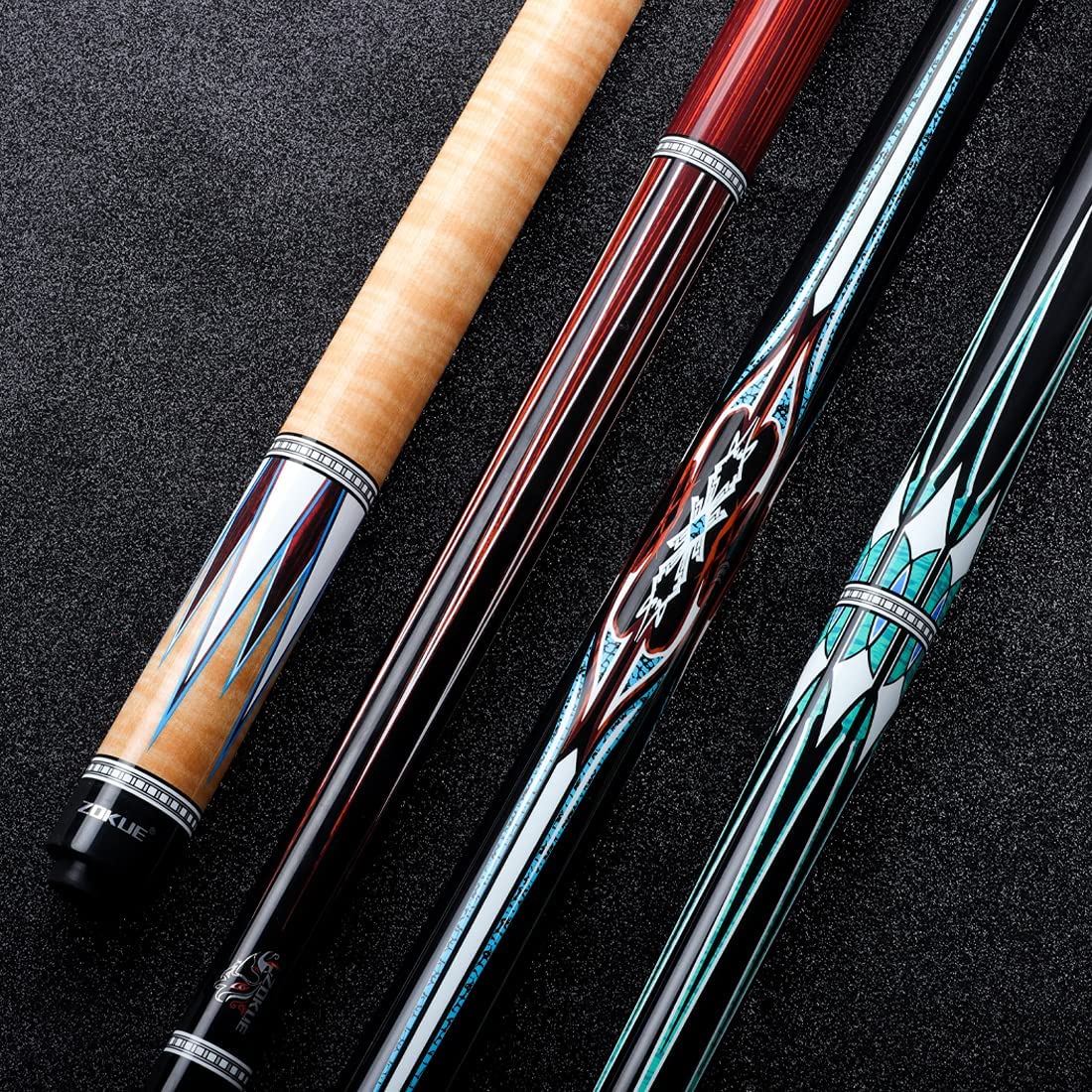 ZOKUE 3 Cushion Carom Cue Stick Billiard Cue Stick Kit with Case (142cm, 12mm Sea-Eye Tip, Radial Pin Joint, Adjustable Weight,