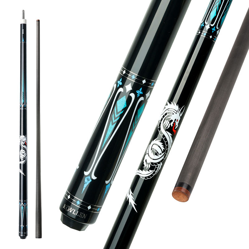 KONLLEN Carbon Fiber Pool Cue Stick Dragon Professional (Full Carbon Technology Low Deflection Billiard,12.5mm,147cm)