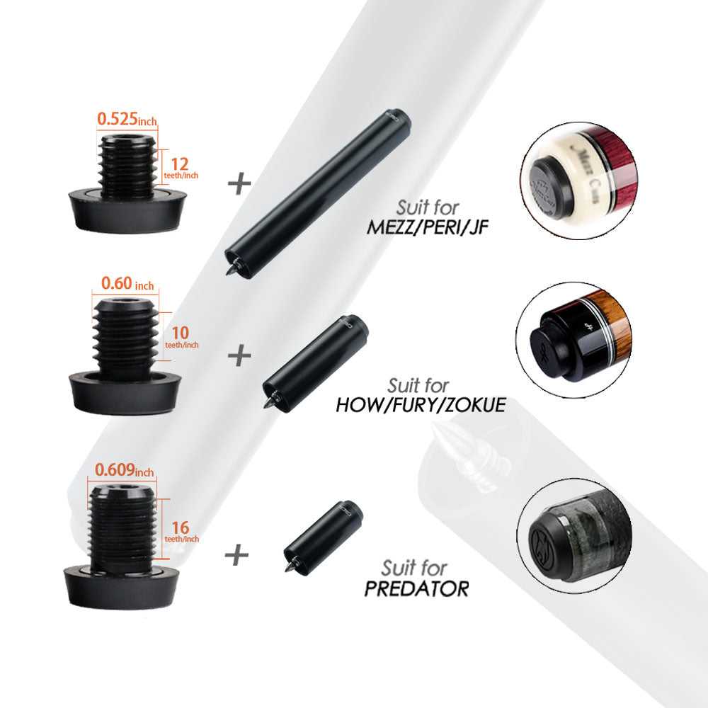 Billiard Pool Cue Extension For Mezz With Bumper 8.1/4.1/3.1/2.1 INCHES
