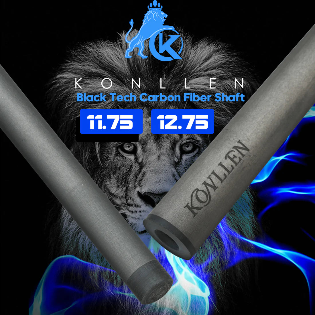 KONLLEN Carbon Fiber Shaft 11.75mm/12.75mm Tip 3/8*8 Radial Pin Joint Technology Low Deflection Billiard Cue Stick Shaft