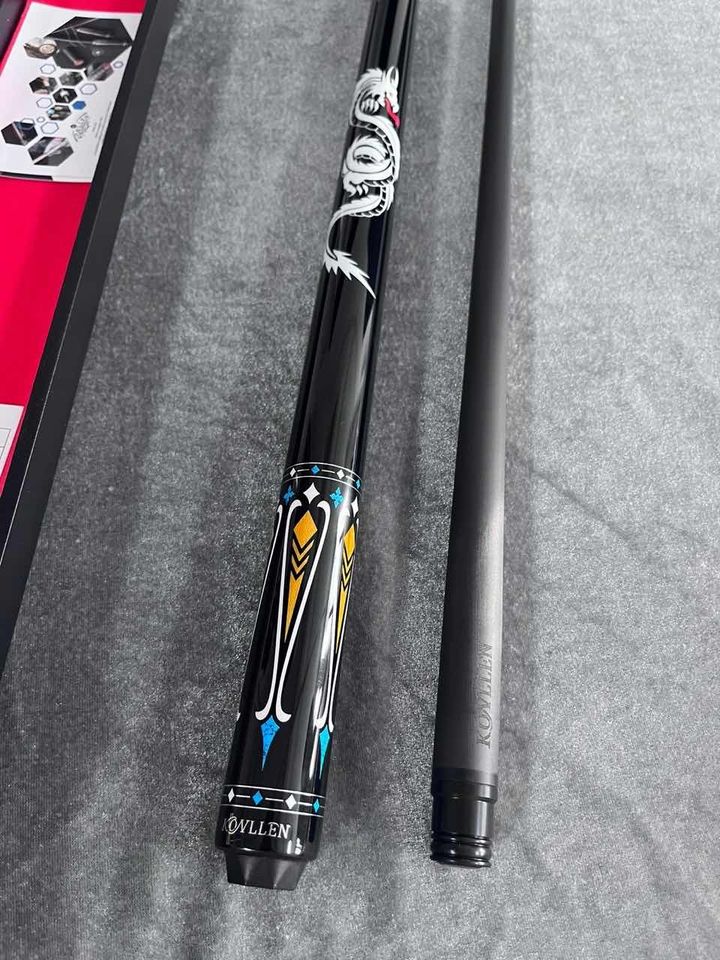 KONLLEN Carbon Fiber Pool Cue Stick Dragon Professional (Full Carbon Technology Low Deflection Billiard,12.5mm,147cm)
