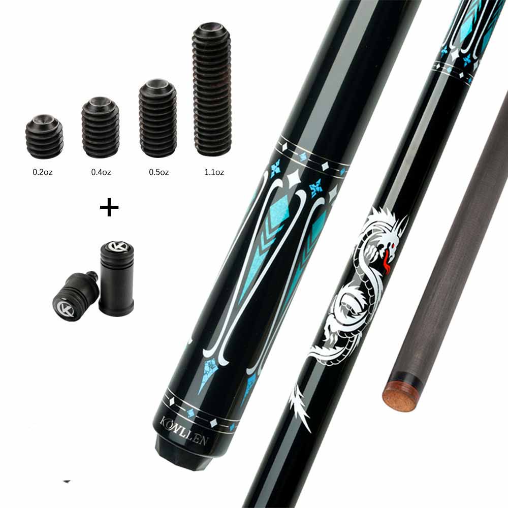 KONLLEN Carbon Fiber Pool Cue Stick Dragon Professional (Full Carbon Technology Low Deflection Billiard,12.5mm,147cm)