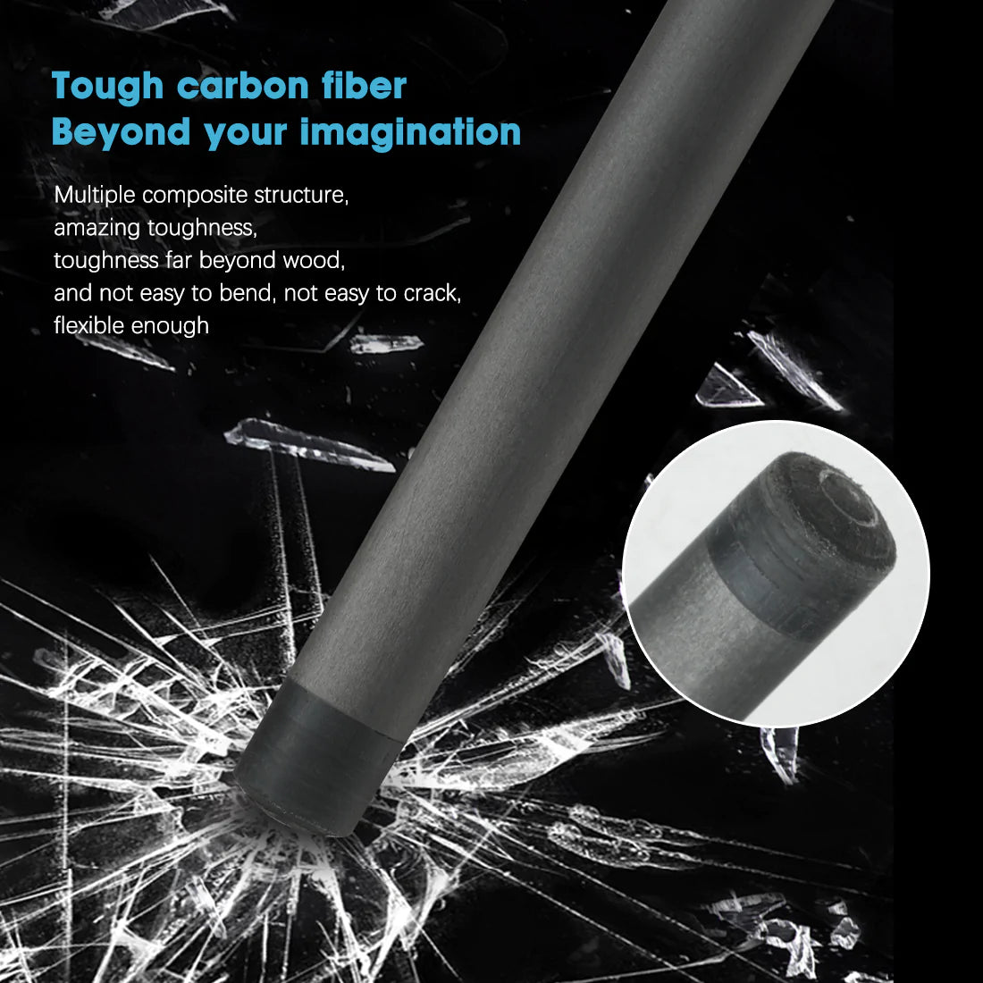 KONLLEN Carbon Fiber Shaft 11.75mm/12.75mm Tip 3/8*8 Radial Pin Joint Technology Low Deflection Billiard Cue Stick Shaft