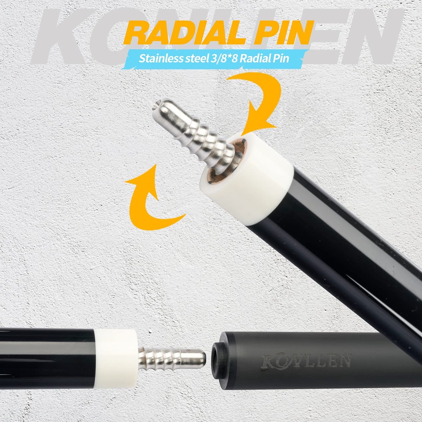 KONLLEN 3 Cushion Carom Cue Carbon Fiber Stick Technology Billiard Cue (Silver Ring Inlay,Carbon Fiber Shaft,142cm, 12mm 3c-Plus Tip, Radial
