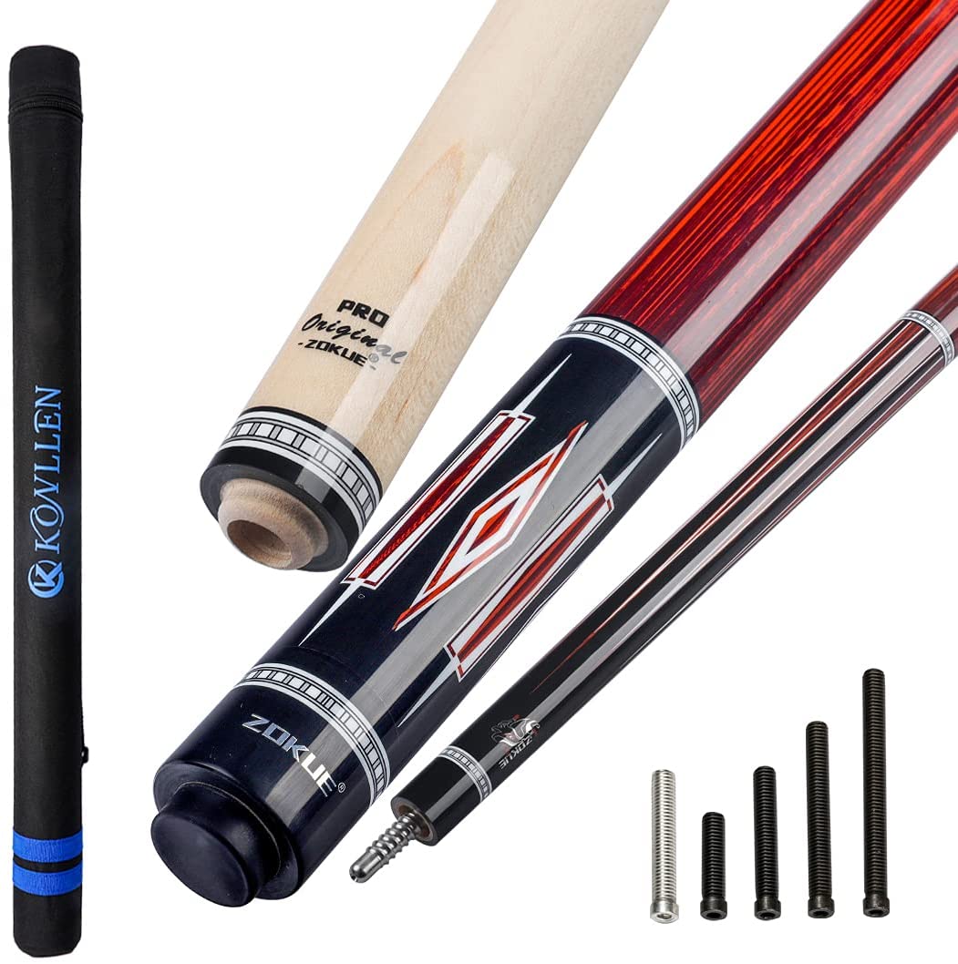 ZOKUE 3 Cushion Carom Cue Stick Billiard Cue Stick Kit with Case (142cm, 12mm Sea-Eye Tip, Radial Pin Joint, Adjustable Weight,