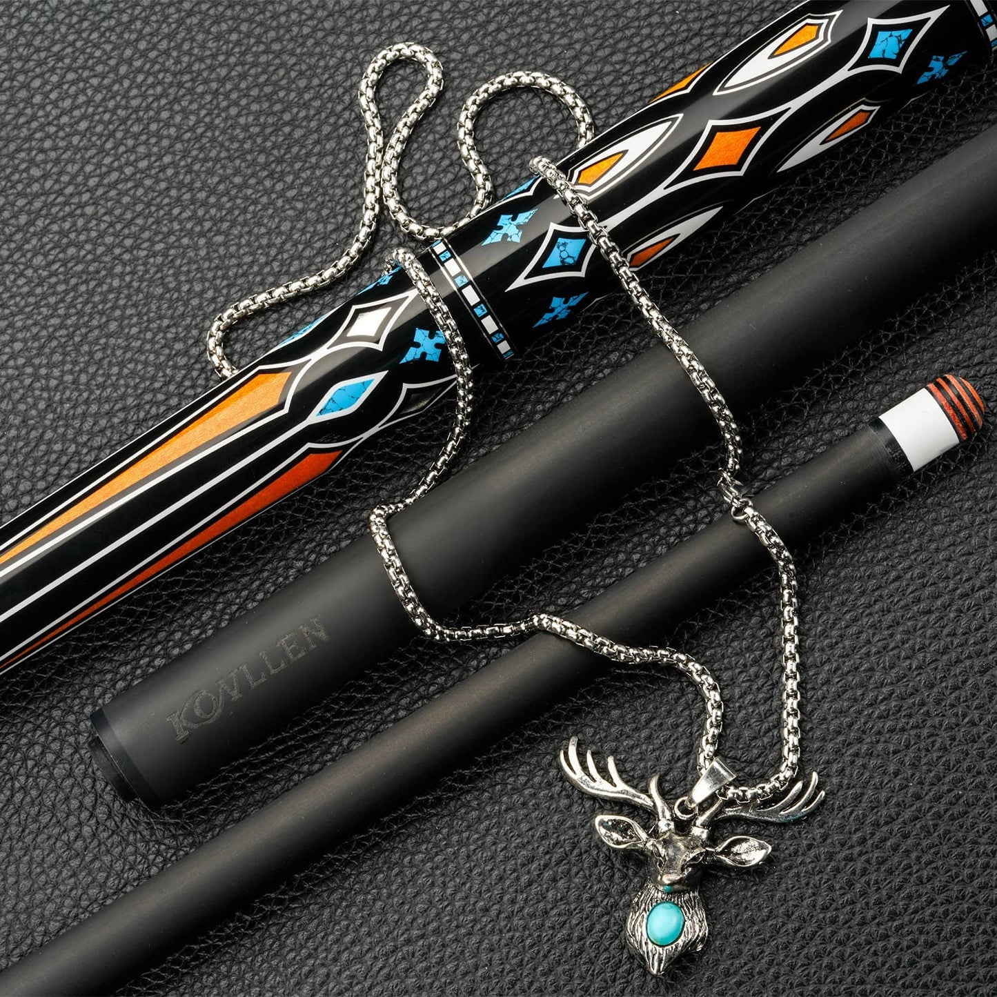 KONLLEN 3 Cushion Carom Cue Carbon Fiber Stick Technology Billiard Cue (Silver Ring Inlay,Carbon Fiber Shaft,142cm, 12mm 3c-Plus Tip, Radial
