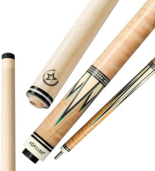 KONLLEN 3 Cushion Carom Cue Real Inlay Low Deflection Stick Technology Billiard Cue (12 Pieces in 1 Shaft,142cm, 12.2mm Tip, Radial Pin Join