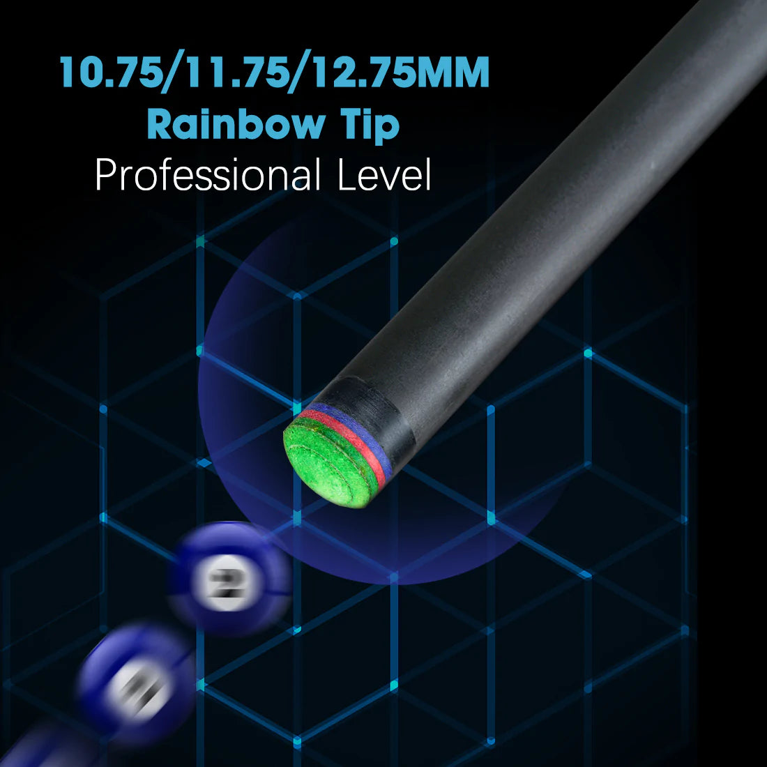 KONLLEN Carbon Fiber Shaft Uni-loc Shaft 10.75/11.75/12.75mm Rainbow tip