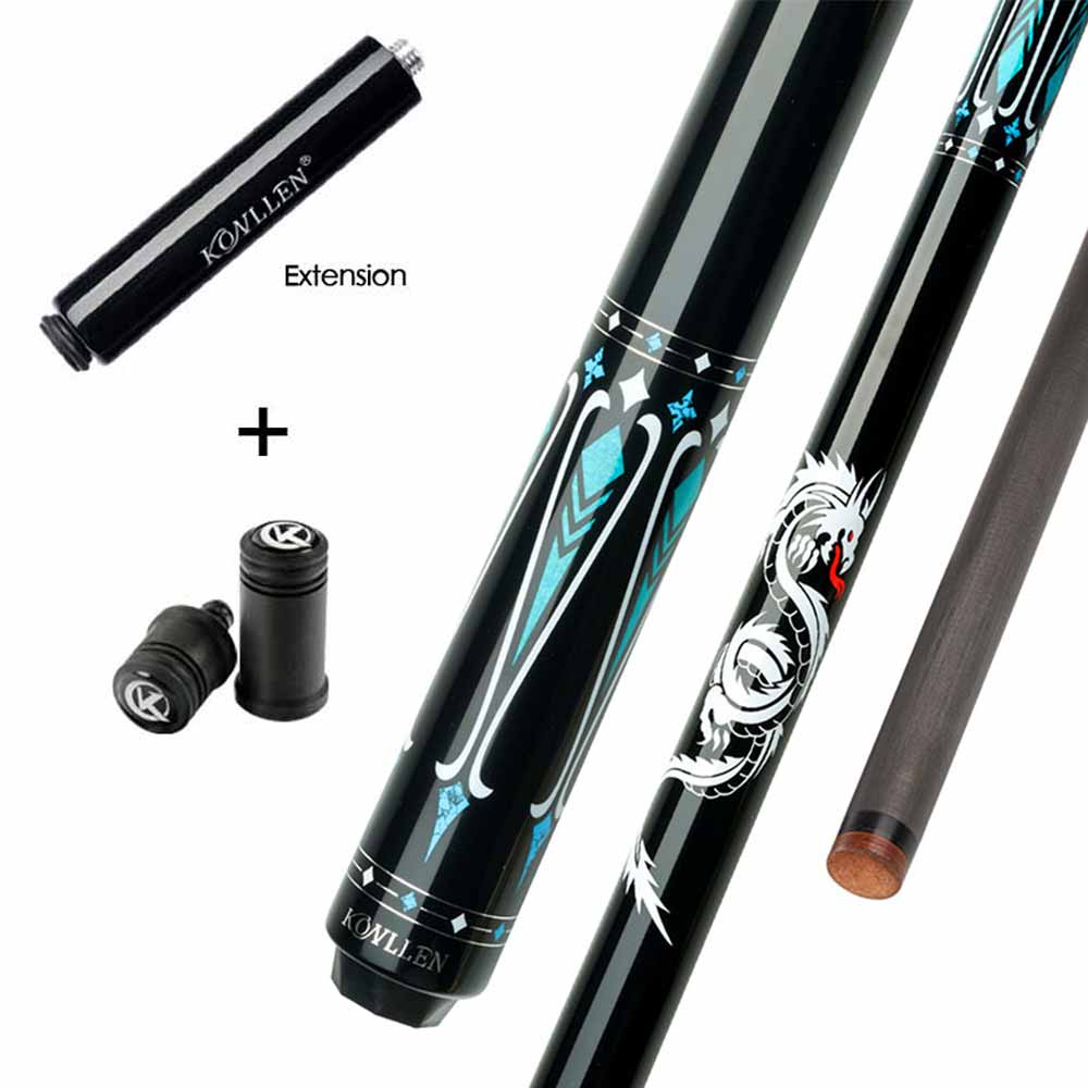 KONLLEN Carbon Fiber Pool Cue Stick Dragon Professional (Full Carbon Technology Low Deflection Billiard,12.5mm,147cm)