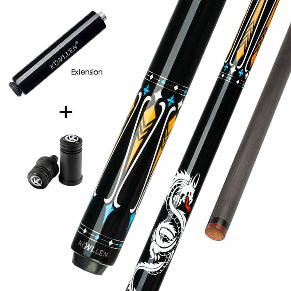 KONLLEN Carbon Fiber Pool Cue Stick Dragon Professional (Full Carbon Technology Low Deflection Billiard,12.5mm,147cm)