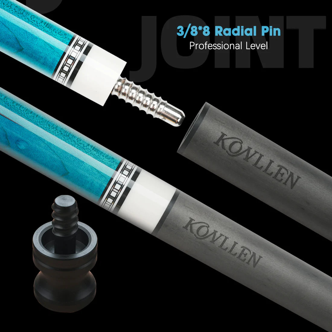 KONLLEN Carbon Fiber Shaft 11.75mm/12.75mm Tip 3/8*8 Radial Pin Joint Technology Low Deflection Billiard Cue Stick Shaft